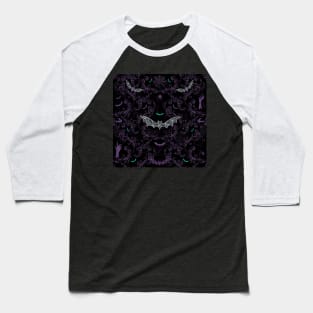 Purple Spiderweb Bat Pattern Baseball T-Shirt